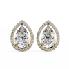 Yellow Gold Pear Cut Diamond Open Halo Stud Earring