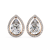 Rose Gold Pear Cut Diamond Open Halo Stud Earrings