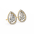 Yellow Gold Pear Cut Diamond Open Halo Stud Earring