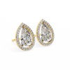 Yellow Gold Pear Cut Diamond Open Halo Stud Earring