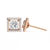 Rose Gold Princess Cut Diamond Square Halo Stud Earrings