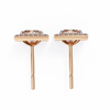 Rose Gold Princess Cut Diamond Square Halo Stud Earrings