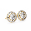 Gold Round Brilliant Diamond Floating Halo Stud Earring