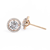 Rose Gold Round Brilliant Diamond Floating Halo Stud Earrings