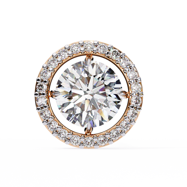Rose Gold Round Brilliant Diamond Floating Halo Stud Earrings