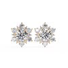 Rose Gold Round Brilliant Diamond Sunburst Cluster Stud Earrings