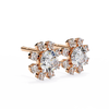 Rose Gold Round Brilliant Diamond Starburst Halo Stud Earrings