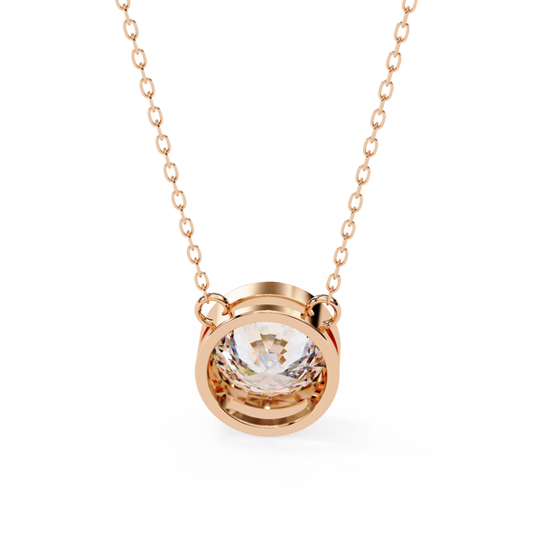 Rose Gold Round Brilliant Diamond Bezel Solitaire Pendant