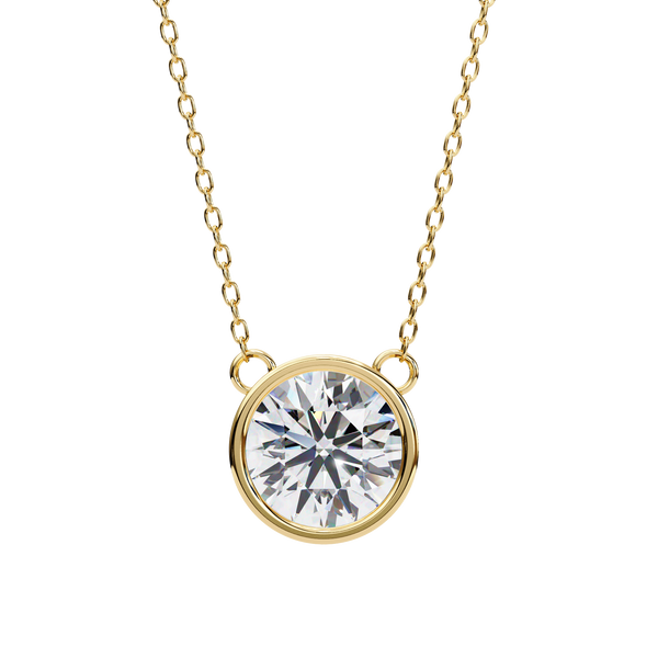 Gold Round Brilliant Diamond Bezel Solitaire Pendant