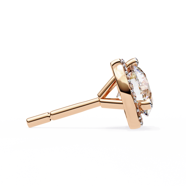Rose Gold Diamond Halo Stud Earrings
