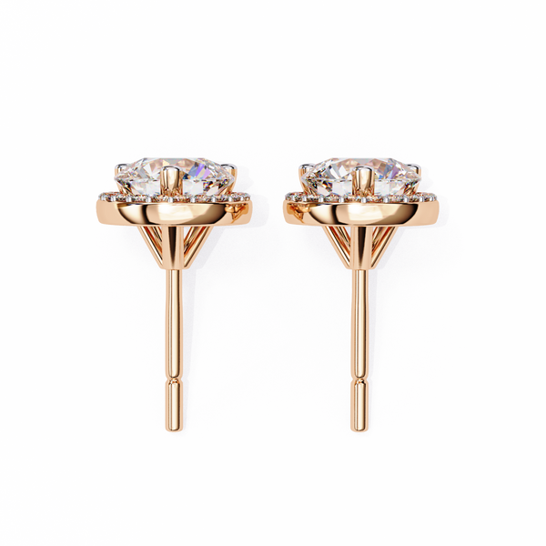Rose Gold Diamond Halo Stud Earrings