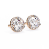 Rose Gold Diamond Halo Stud Earrings