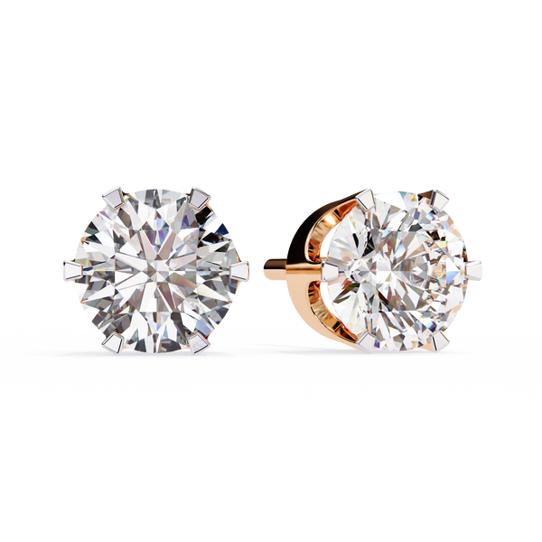 Rose Gold Four-Prong Solitaire Diamond Stud Earrings