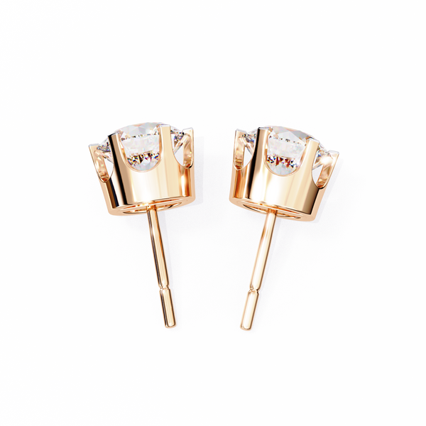 Rose Gold Four-Prong Solitaire Diamond Stud Earrings