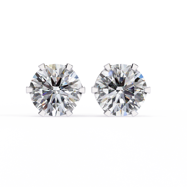 Rose Gold Four-Prong Solitaire Diamond Stud Earrings