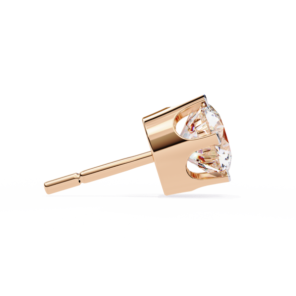 Rose Gold Four-Prong Solitaire Diamond Stud Earrings