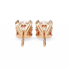Rose Gold Heart Basket Solitaire Diamond Stud Earrings