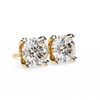Yellow Gold Round Brilliant Diamond Heart Gallery Stud Earring