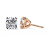 Rose Gold Heart Basket Solitaire Diamond Stud Earrings