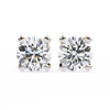 Rose Gold Heart Basket Solitaire Diamond Stud Earrings