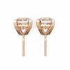 Rose Gold Heart Basket Solitaire Diamond Stud Earrings