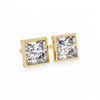 Yellow Gold Princess Cut Diamond Bezel Stud Earring