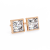 Rose Gold Bezel-Set Princess Cut Diamond Stud Earrings