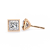 Rose Gold Bezel-Set Princess Cut Diamond Stud Earrings