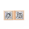 Rose Gold Bezel-Set Princess Cut Diamond Stud Earrings