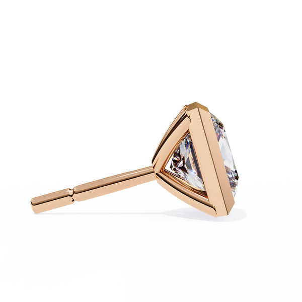 Rose Gold Bezel-Set Princess Cut Diamond Stud Earrings