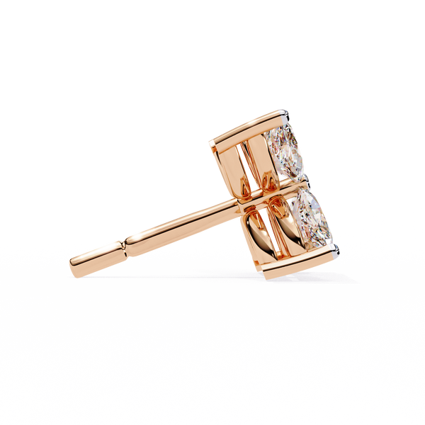 Rose Gold Ribbed-Wing Marquise Diamond Butterfly Stud Earrings