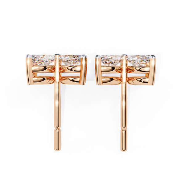 Rose Gold Ribbed-Wing Marquise Diamond Butterfly Stud Earrings