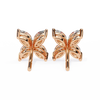 Rose Gold Ribbed-Wing Marquise Diamond Butterfly Stud Earrings