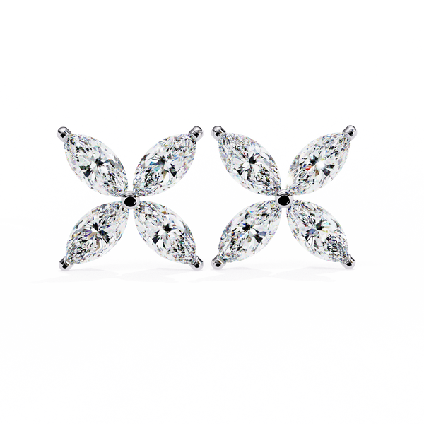 Rose Gold Ribbed-Wing Marquise Diamond Butterfly Stud Earrings