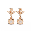 Rose Bloom Floral Crown Diamond Drop Earrings