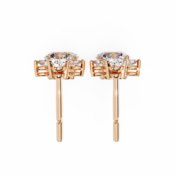 Rose Bloom Floral Crown Diamond Drop Earrings