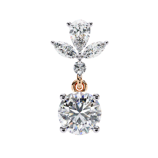 Rose Bloom Floral Crown Diamond Drop Earrings