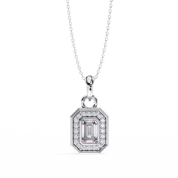 Natural Diamond Empire Halo Pendant