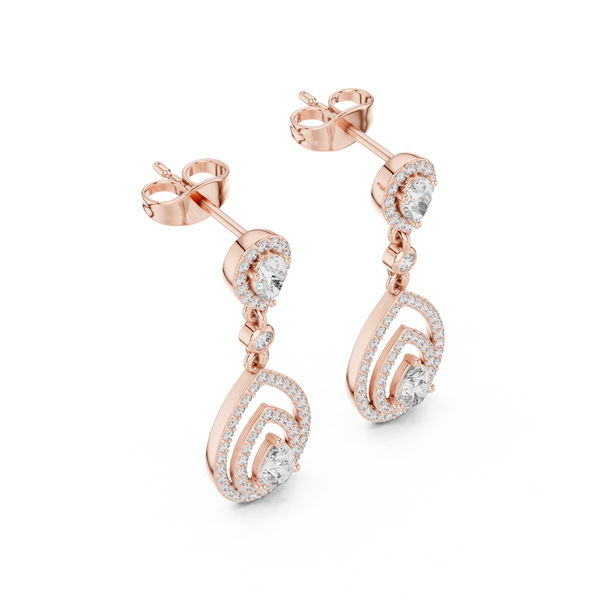 Larmes Double Pear Halo Diamond Drop Earring