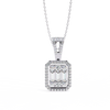 White Gold Baguette & Round Brilliant Cluster Halo Diamond Pendant