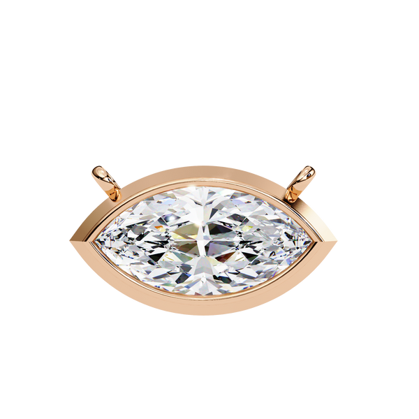 Rose Gold East-West Marquise Diamond Bezel Pendant