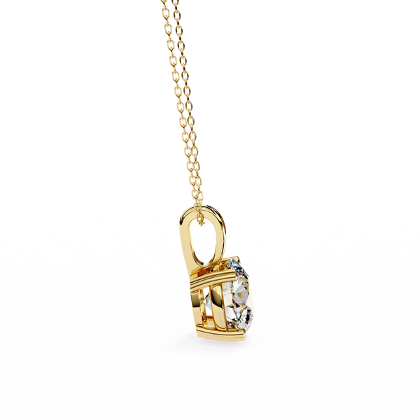 Gold Round Brilliant Diamond Four-Prong Solitaire Pendant