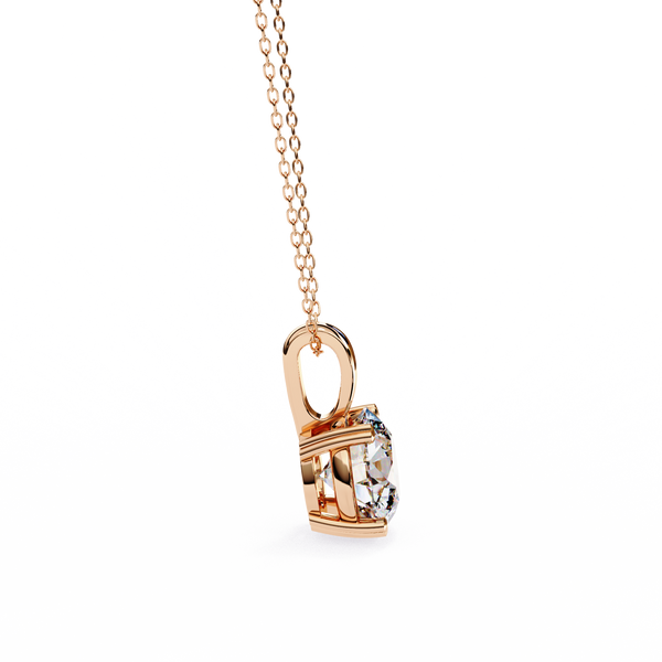 Rose Gold Round Brilliant Diamond Four-Prong Solitaire Pendant