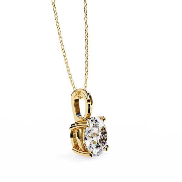 Round Solitaire Double Claw Prong Pendant