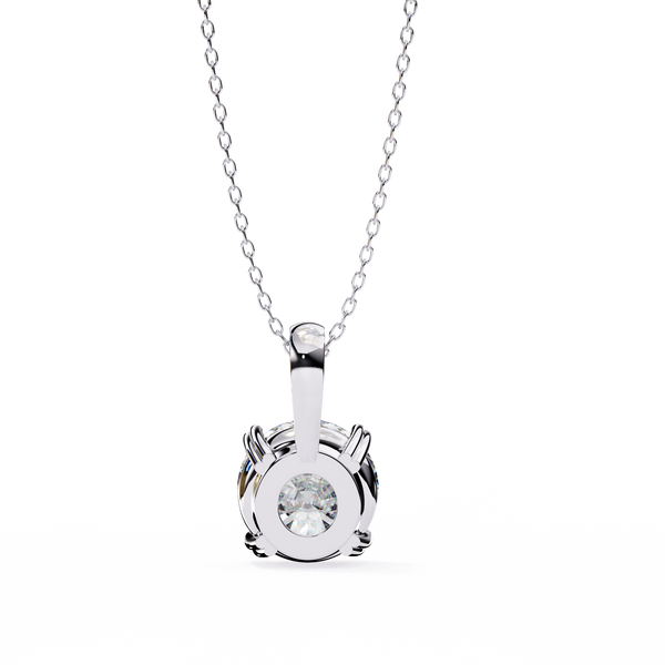 Round Solitaire Double Claw Prong Pendant
