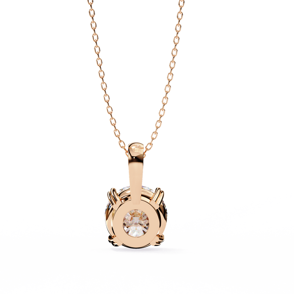 Round Solitaire Double Claw Prong Pendant