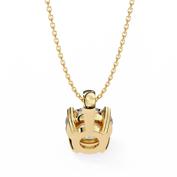 Gold Round Brilliant Diamond Four-Prong Solitaire Pendant