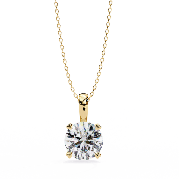 Gold Round Brilliant Diamond Four-Prong Solitaire Pendant
