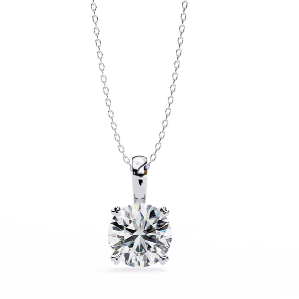 Round Solitaire Double Claw Prong Pendant