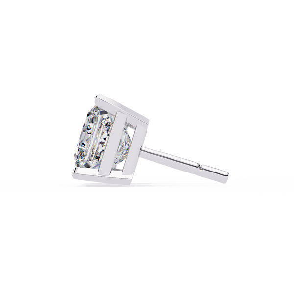 White Gold Princess-Cut Solitaire Diamond Stud Earrings